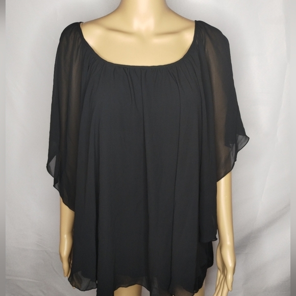 Cato Tops - Cato black poncho women's plus size 22/24w blouse shirt top